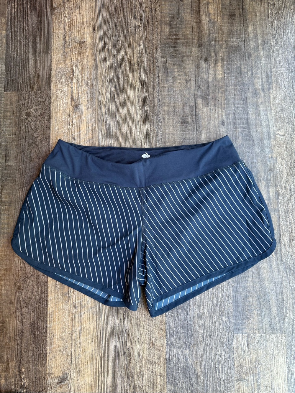 Rabbit Women’s Running Shorts Navy Blue Striped Large L - Picture 2 of 7